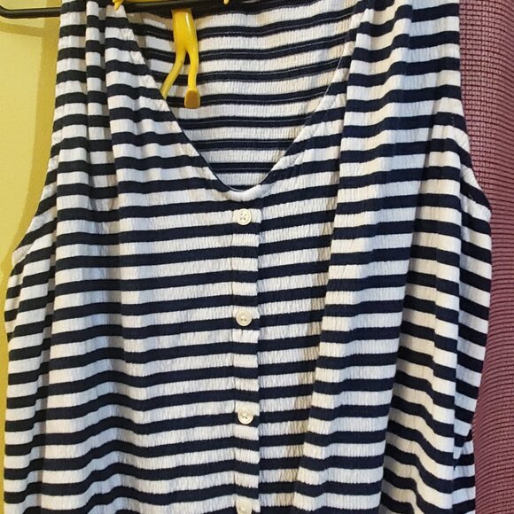 Loft Navy Striped Sleeveless Top with tie bottom - Picture 4 of 5